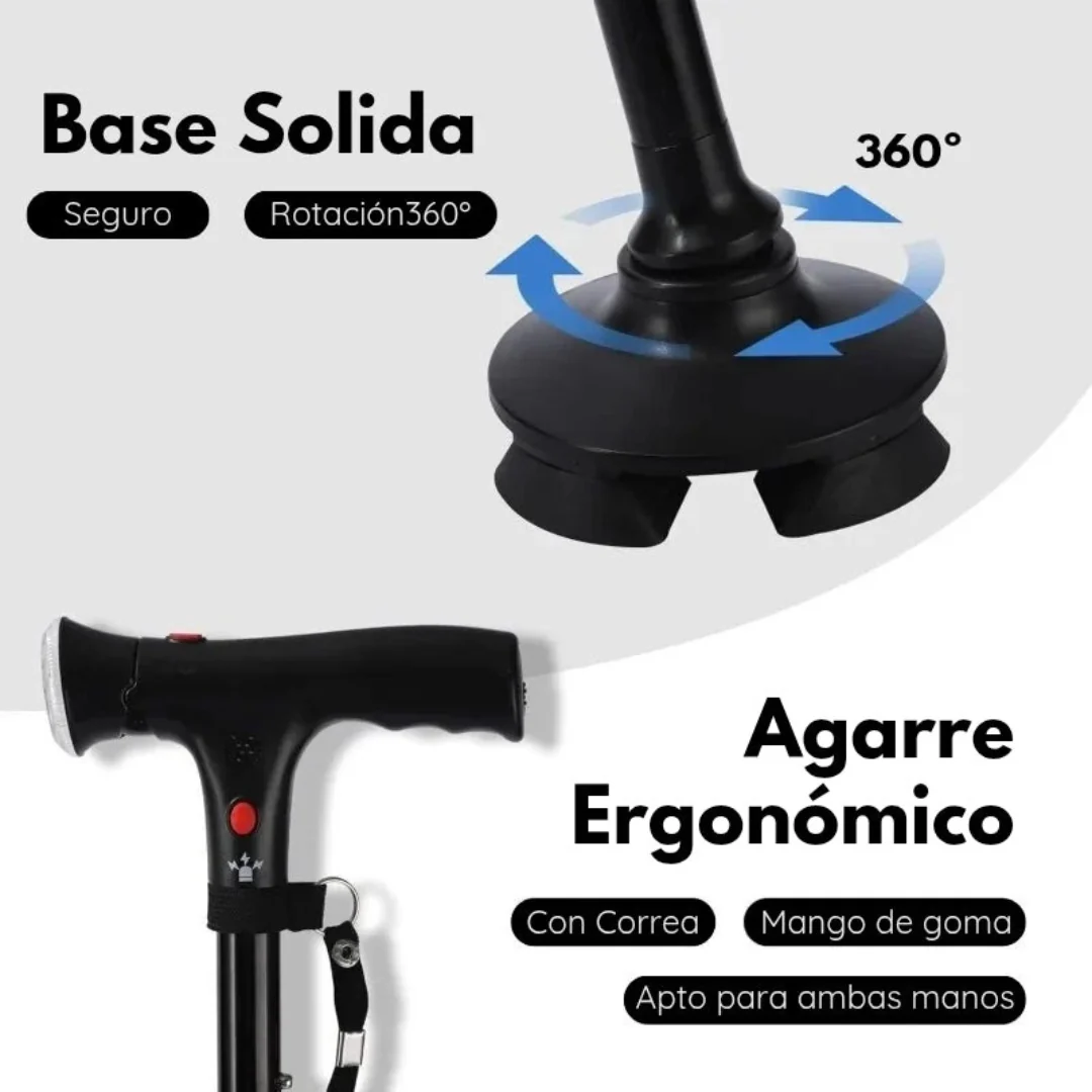 FlexStep ™ - Bastón Plegable Doble Asa y Linterna