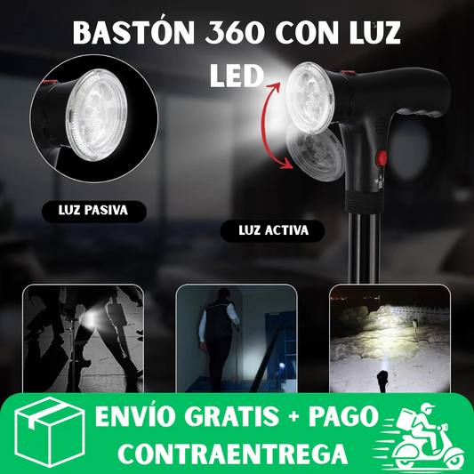 FlexStep ™ - Bastón Plegable Doble Asa y Linterna