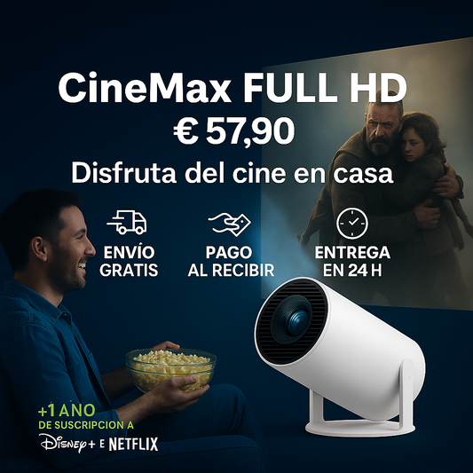 CineMax - Proyector Full HD  +1 Año de Suscripción a Disney+ e Netflix Premium Gratis