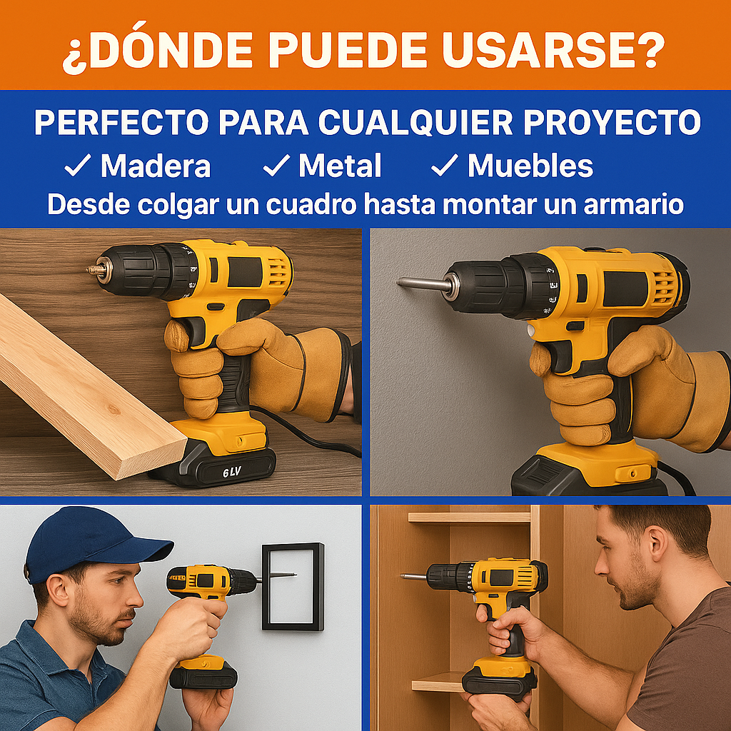 Taladro Inalámbrico CON 2 POTENTES BATERÍAS Y ACCESORIOS DE REGALO⚡