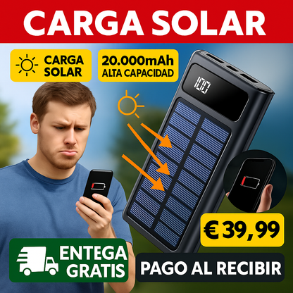 Bateria Portatil Solar 20000 mAh - Carga sin enchufes