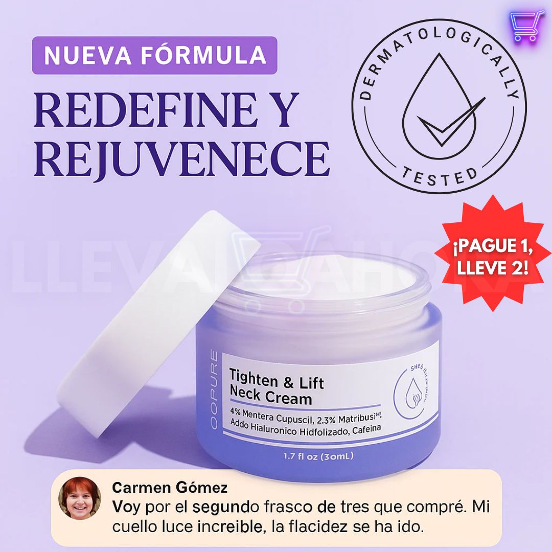 Elimina la flacidez del cuello y luce 10 años más joven | Crema Reafirmante GoPure® 2x1 💎