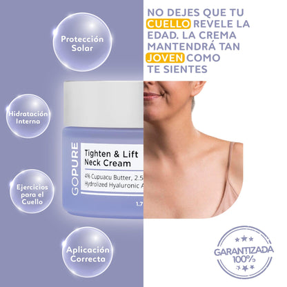 Elimina la flacidez del cuello y luce 10 años más joven | Crema Reafirmante GoPure® 2x1 💎