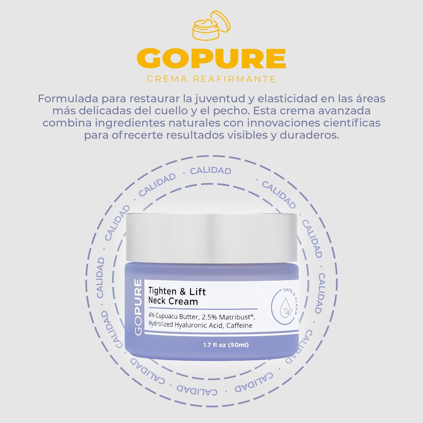 Elimina la flacidez del cuello y luce 10 años más joven | Crema Reafirmante GoPure® 2x1 💎