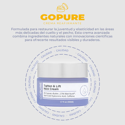Elimina la flacidez del cuello y luce 10 años más joven | Crema Reafirmante GoPure® 2x1 💎