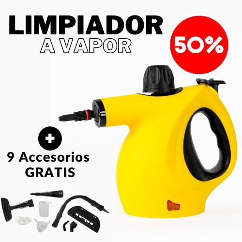 LIMPIADOR A VAPOR MULTIUSOS + 9 ACCESORIOS GRATIS!