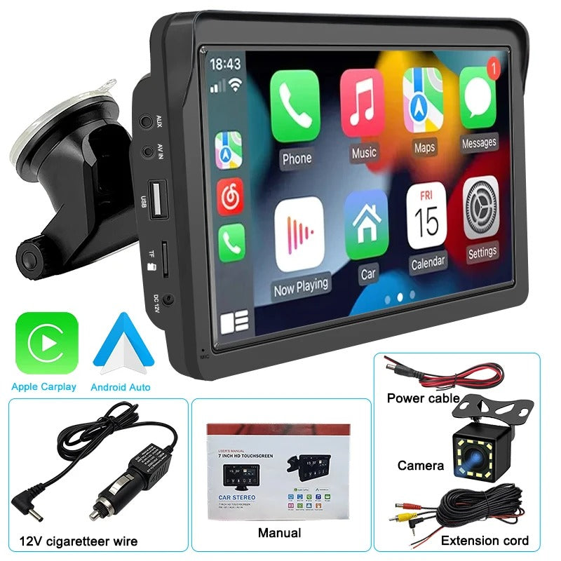 🥇 CarPro Max 7" Pantalla Universal con Carplay y Android auto