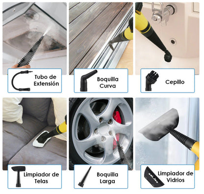 LIMPIADOR A VAPOR MULTIUSOS + 9 ACCESORIOS GRATIS!