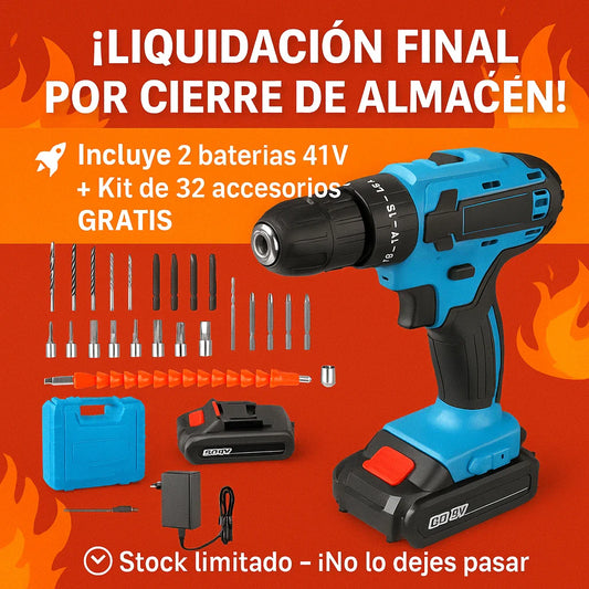 Taladro Percutor + Kit de Accesorios GRATIS (LIQUIDACIÓN POR CIERRE)